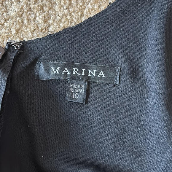 MARINA Black Sequin Maxi Gown Bateau Neckline - Picture 6 of 9